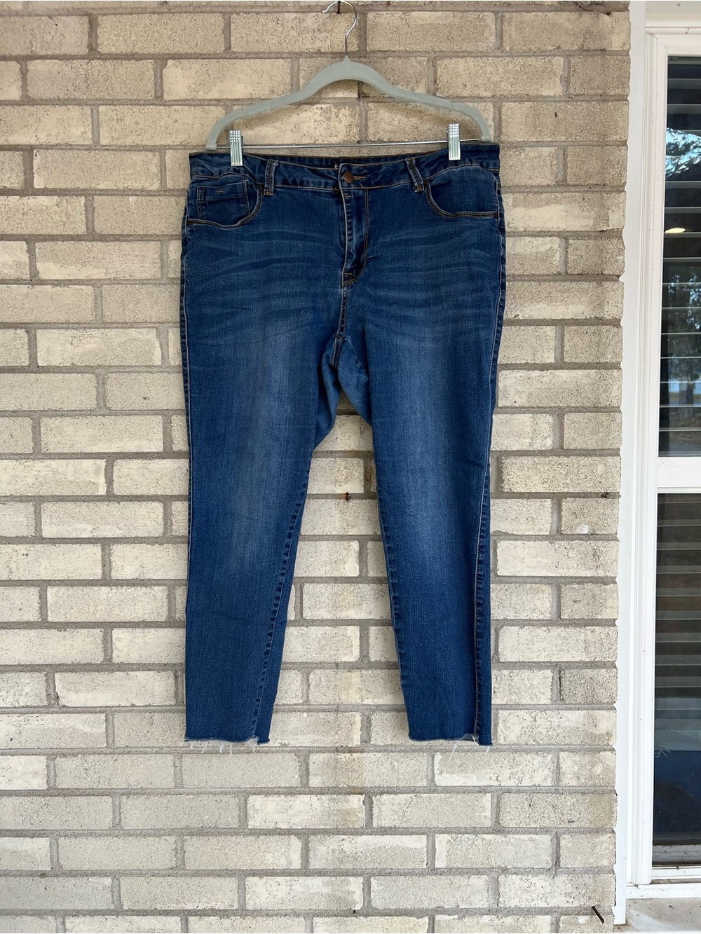 Encore Jeans Medium Wash Raw Hem Cropped Skinny Jeans 16